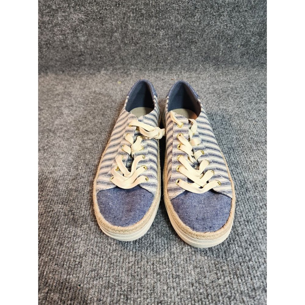 Liz Claiborne Sneakers Womens Size 8 Blue White Stripes Lace up Boat Deck Shoes
